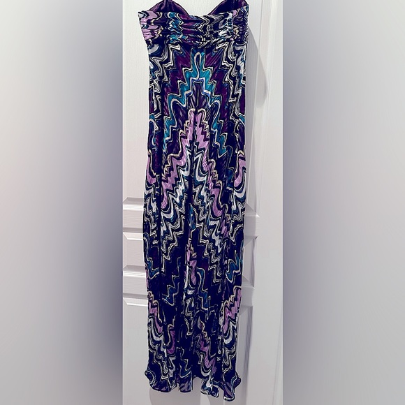 Laundry by Shelli Segal Sleeveless Silk Maxi Dress Striped Weave Abstract Print - Picture 7 of 11